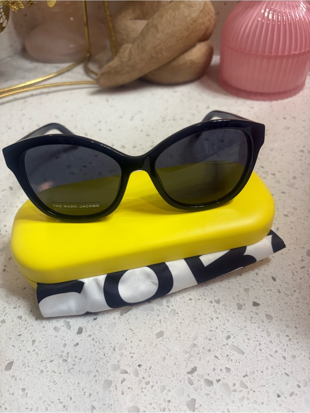 Marc Jacobs Black Cat-Eye Sunglasses with Dark Lenses